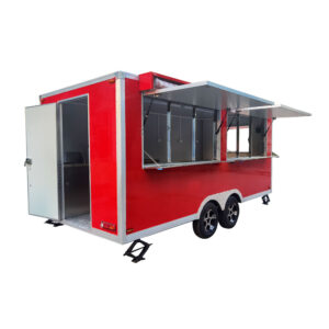 4.8m （16ft）Squqre red food trailer